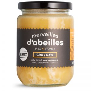 Miel de printemps brut cru non filtré 500g non pasteurisé pur Québec Merveilles d'abeilles face