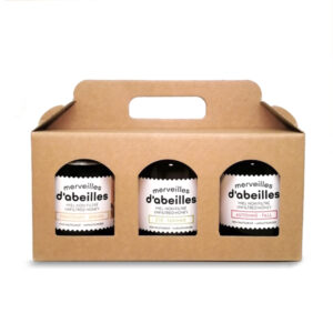 Trio miel printemps, été, automne liquides non filtrés dans boîte