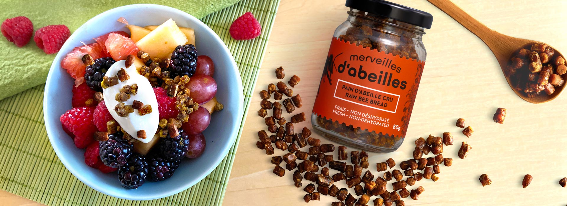 Nos nouveaux produits de la ruche : pain d'abeille du Québec et autres